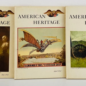 1962 - American Heritage Magazine - Set of 3 - Vintage Book - American History - Nostalgia