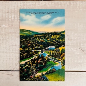 A Scene Of Clear Creek U.S. Highway 71 Near Mountainburg - Arkansas - Vintage Postcard - Linen
