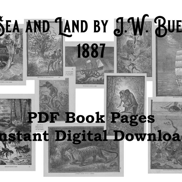 1887 Sea & Land by J.W. Buel - Digital Download - Antique Book Pages - Victorian - Ephemera - Journaling - Scrapbook - Book Pages - Set 2