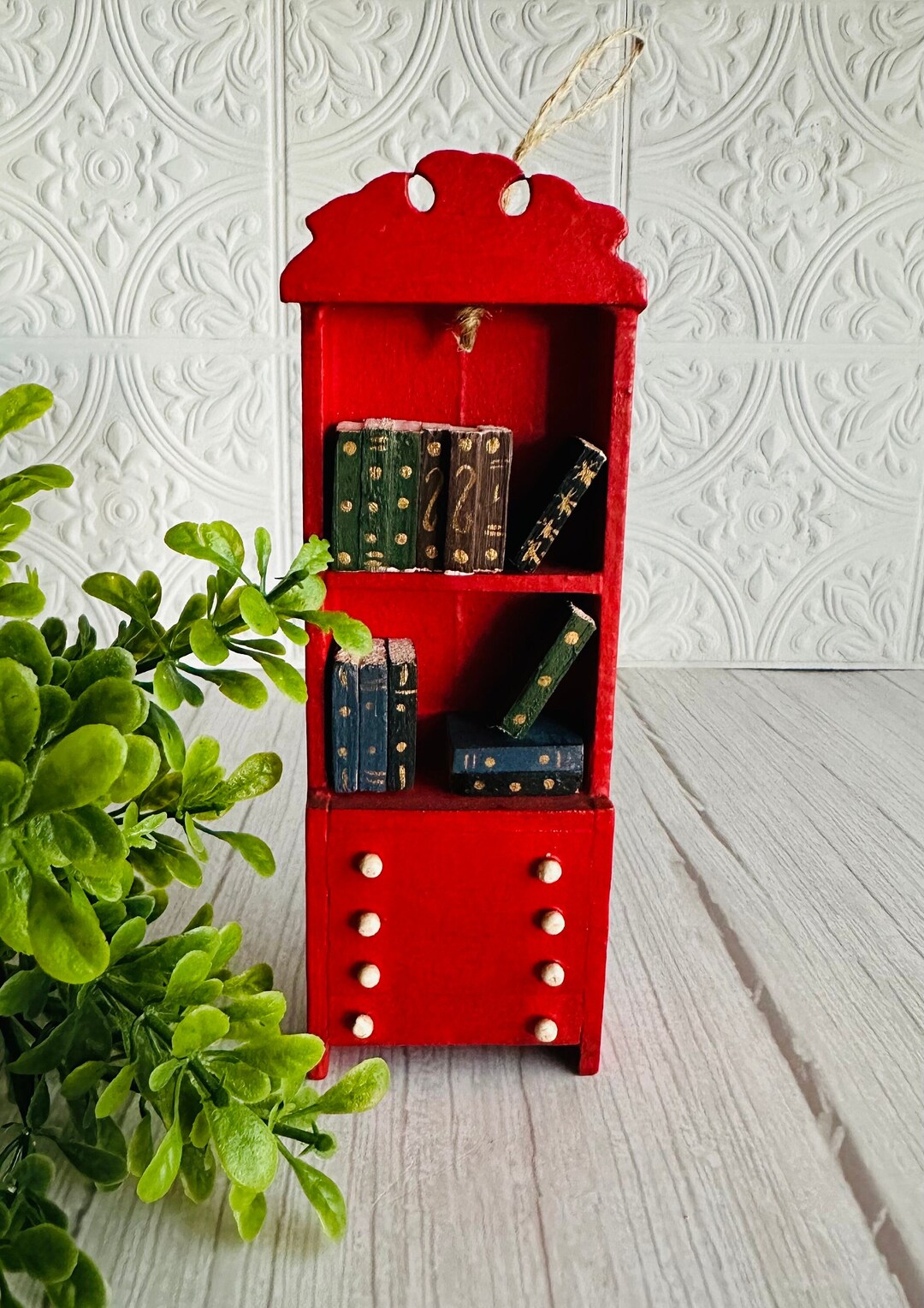 Vintage Bookshelf Ornament Wood Bookish Gifts Christmas Gifts Dollhouse Librarian Etsy