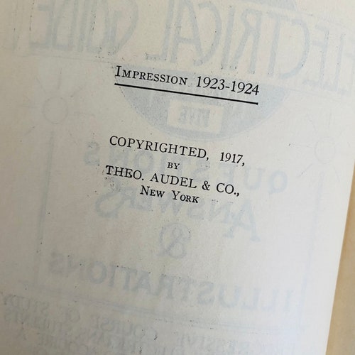 1923 - Hawkins Electrical Guide shops - Antique Book Set - Illustrated - Typography - Embossed Covers