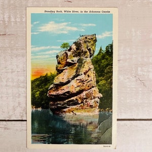 Standing Rock, White River, in the Arkansas Ozarks - Vintage Postcard - White Border