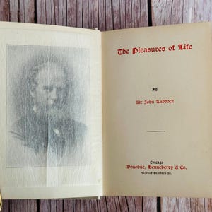 Antique Book: The Pleasures of Life by Lubbock, Victorian Floral Edition
