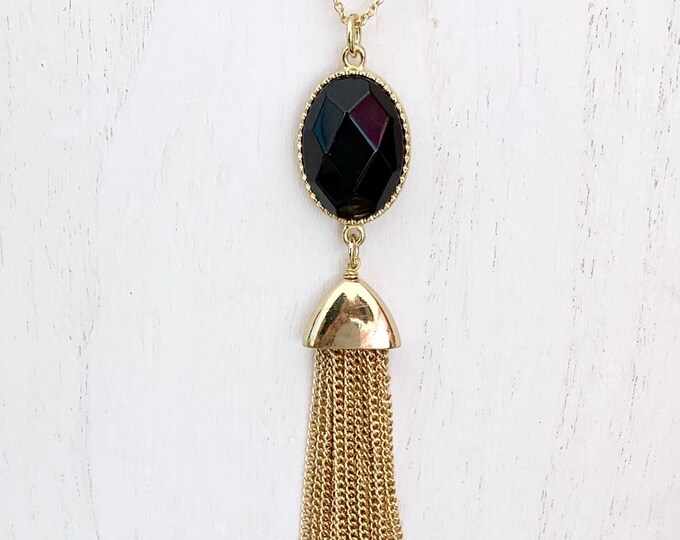 Black Onyx Necklace — Dainty Gold Chain & Gemstone Pendant Jewelry