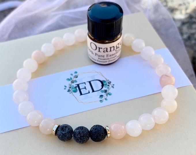 Pink Opal Oil Diffuser Bracelet, Lava Stone Diffuser, Aromatherapy Jewelry (6mm)