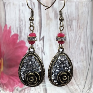 Pink Tourmaline Crystal Rose Earrings • Earrings for Love, Relationships, Security and Emotional Expression • Tourmaline Jewelry