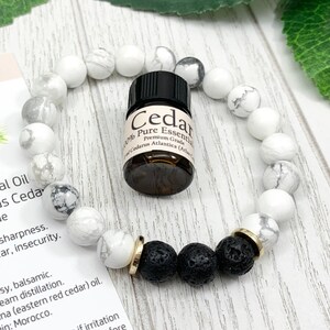 Howlite Essential Oil Diffuser Bracelet, Handmade Beaded Gemstone Aromatherapy Jewelry