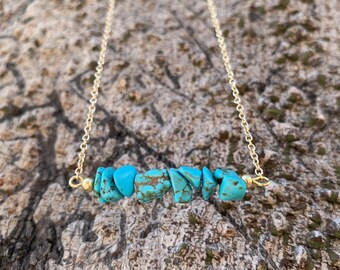 Delicate Turquoise Birthstone Necklace, December Boho Gemstone Jewelry