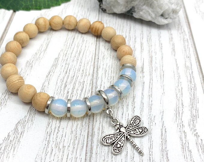 Moonstone Uplifting Dragonfly Miscarriage Bracelet, Pregnancy Loss & Grief Gift, Sandalwood Miscarriage Jewelry