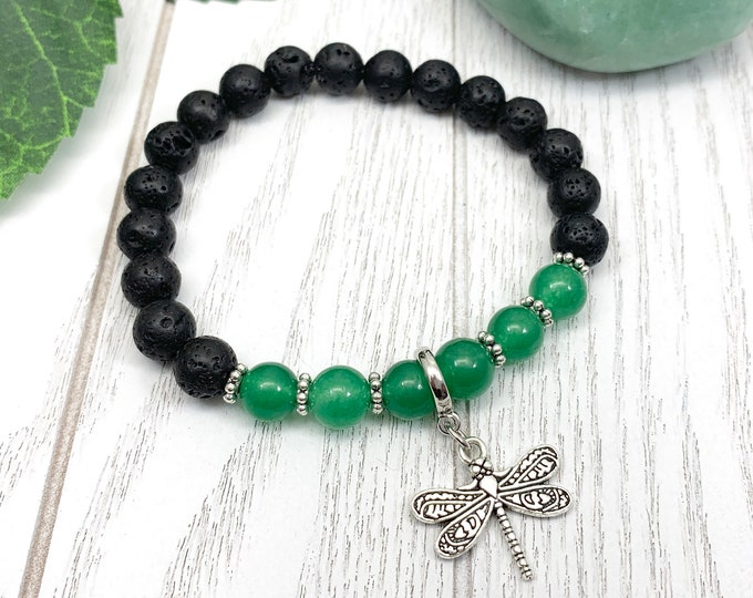 Aventurine Uplifting Dragonfly Miscarriage Bracelet, Pregnancy Loss & Grief Gift, Lava Stone Miscarriage Jewelry