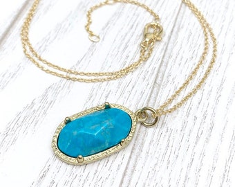 Turquoise Blue Jasper Stone Pendant Necklace