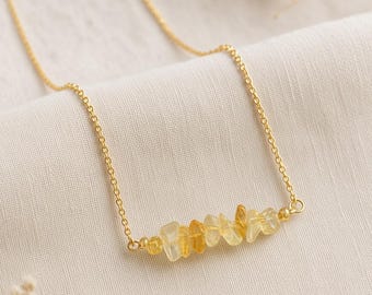 Delicate Citrine Birthstone Necklace, November Boho Gemstone Jewelry