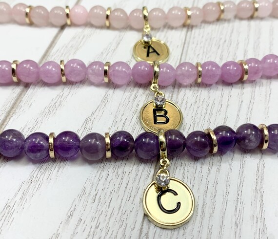 Personalized Gemstone Initial Bracelet — Custom Monogram Jewelry