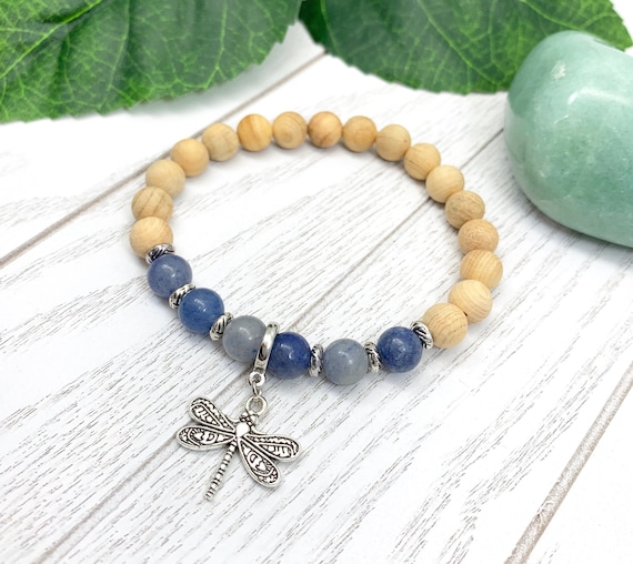 Blue Aventurine Dragonfly Bracelet • Uplifting Grief and Loss Bracelet • Miscarriage Bracelet for Expression and Luck • Aventurine Jewelry