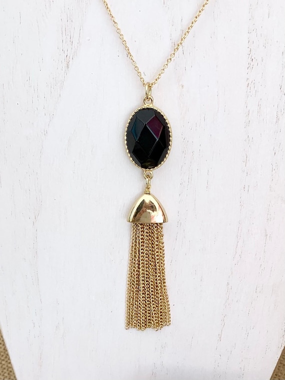 Black Onyx Necklace — Dainty Gold Chain & Gemstone Pendant Jewelry