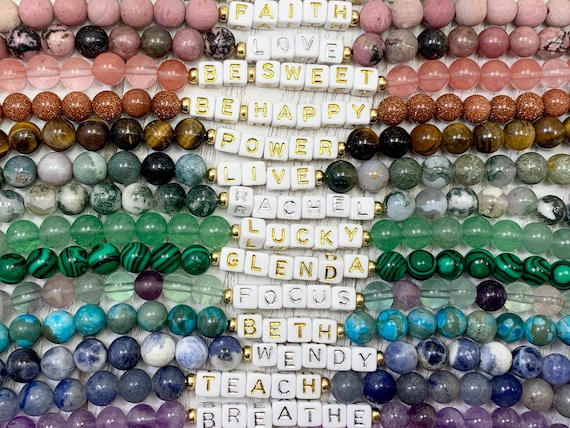 Personalized Word Bracelet • Personalized Crystal Bracelet • Custom Name Beaded Bracelet • Personalized Name Bracelet Gift