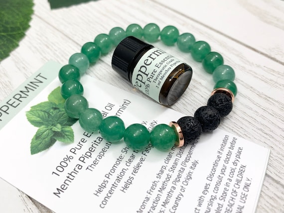 Green Aventurine Diffuser Bracelet • Bracelet for Luck, Prosperity, Harmony and Positivity • Aromatherapy Jewelry • 8mm Oil Diffuser