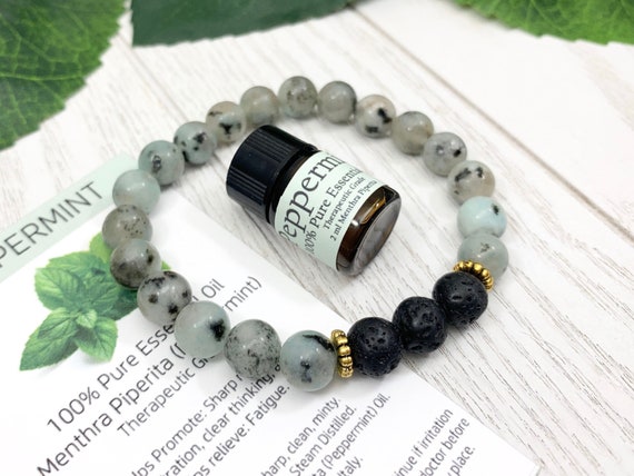 Kiwi Jasper Diffuser Bracelet • Tranquility Bracelet for Joy, Anxiety and Stress Relief • Aromatherapy Jewelry • 8mm Oil Diffuser