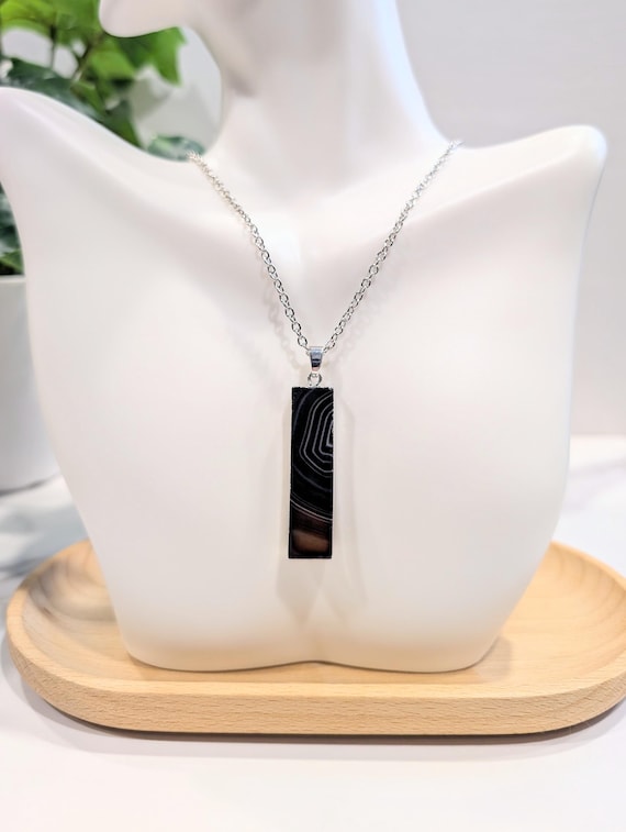 Botswana Agate Pendant Necklace • Agate Jewelry • Gemstone Necklace for Grounding, Security, Confidence and Resilience