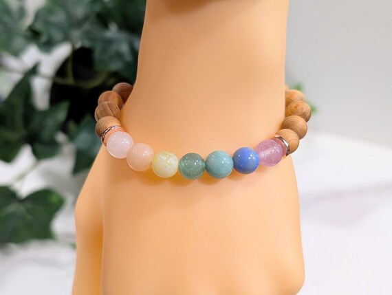 Sandalwood Chakra Bracelet - 8mm 7 Gemstone Meditation