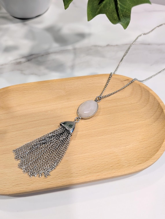Rose Quartz Necklace — Dainty Silver Chain & Gemstone Pendant Jewelry