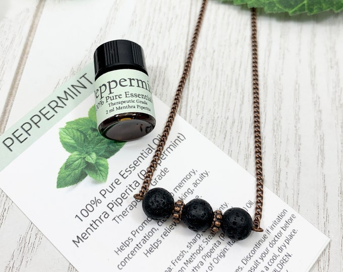 Lava Stone Diffuser Necklace - Dainty Aromatherapy Lava Rock Pendant
