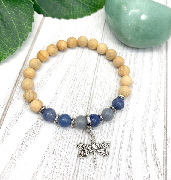 Blue Aventurine Uplifting Dragonfly Miscarriage Bracelet, Pregnancy Loss & Grief Gift, Sandalwood Miscarriage Jewelry