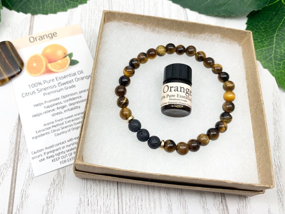 Tiger's Eye Diffuser Bracelet • Grounding Bracelet for Power, Strength and Confidence • Aromatherapy Jewelry • 6mm Oil Diffuser