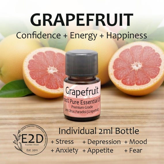 Tangy Citrus Grapefruit Essential Oil for Happiness, Confidence & Aromatherapy (2ml)