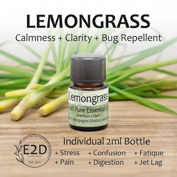 Fresh Lemongrass Essential Oil for Calm, Clarity & Aromatherapy (2ml)