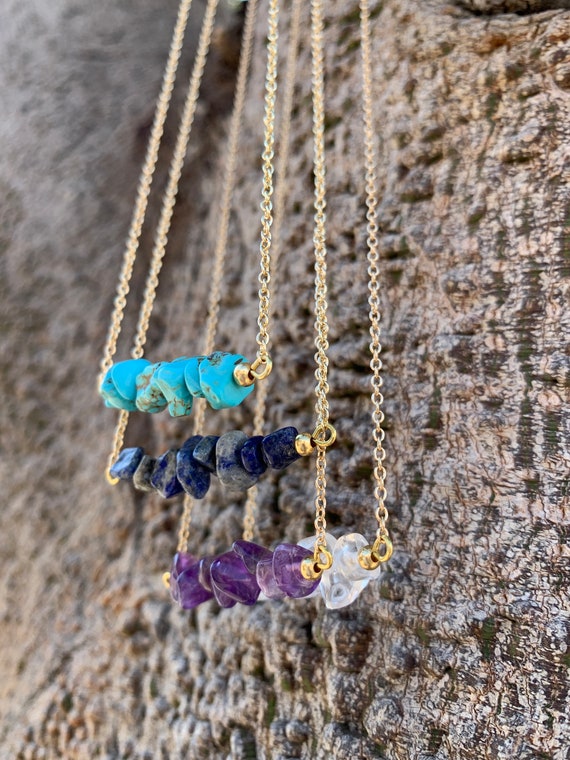 Dainty Gold Custom Gemstone Necklace - Minimalist Birthstone Necklace