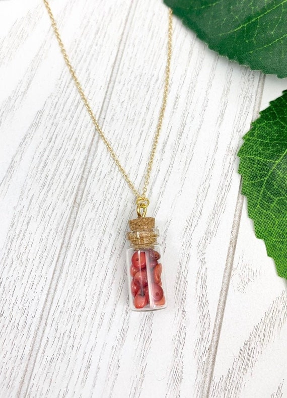 Red Bamboo Coral Bottle Necklace