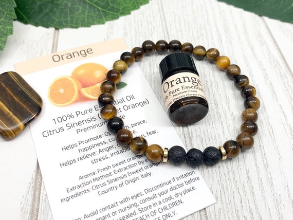 Brown Tiger's Eye Oil Diffuser Bracelet, Lava Stone Diffuser, Aromatherapy Jewelry (6mm)