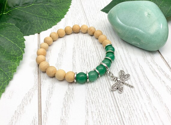 Green Aventurine Uplifting Dragonfly Miscarriage Bracelet, Pregnancy Loss & Grief Gift, Sandalwood Miscarriage Jewelry