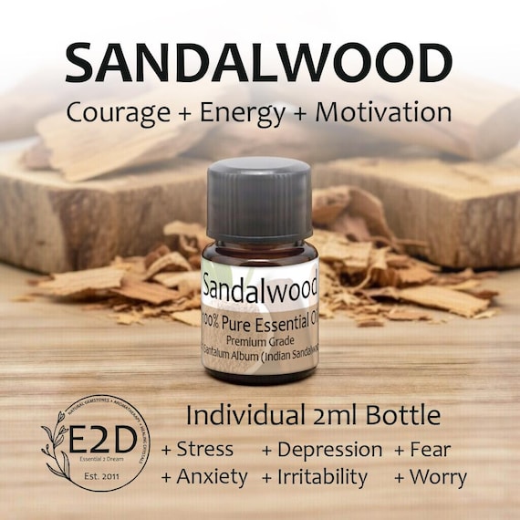 Warm Woodsy Sandalwood Essential Oil for Courage, Energy & Aromatherapy (2ml)