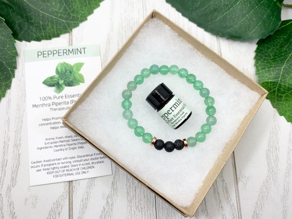 Green Aventurine Diffuser Bracelet • Bracelet for Luck, Prosperity, Harmony and Positivity • Aromatherapy Jewelry • 6mm Oil Diffuser