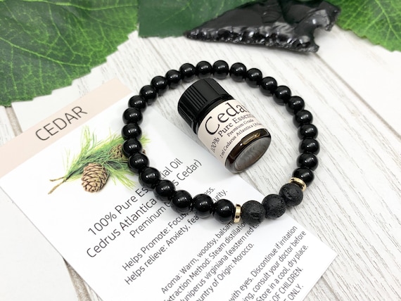 Black Obsidian Oil Diffuser Bracelet, Lava Stone Diffuser, Aromatherapy Jewelry (6mm)