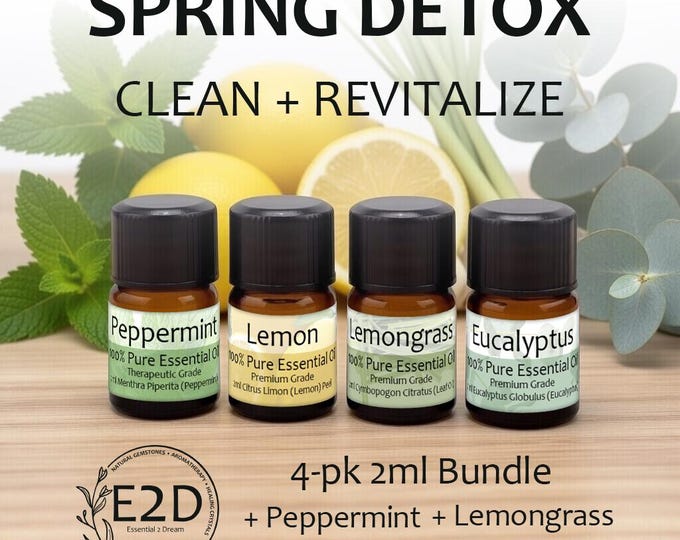 Spring Detox Essential Oil Sample Set of 4 2ml Bottles for Aromatherapy or Diffuser