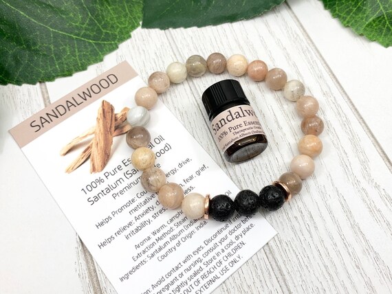 Sunstone Diffuser Bracelet • Uplifting Bracelet for Positive Energy and Motivation • Aromatherapy Jewelry • 8mm Oil Diffuser