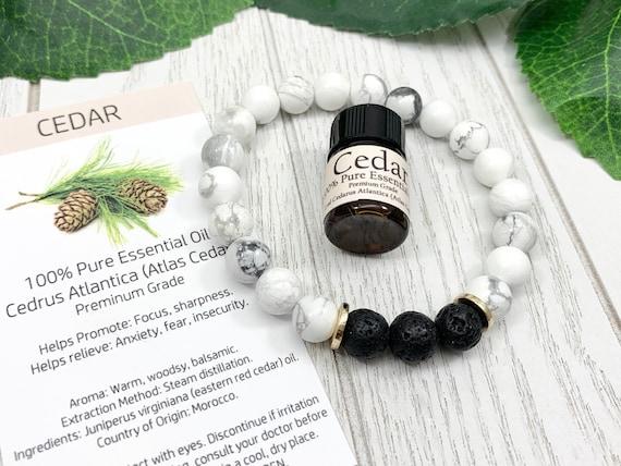 Howlite Diffuser Bracelet • Calming Bracelet for Peace, Sleep, Balance and Stress Relief • Aromatherapy Jewelry • 8mm Oil Diffuser