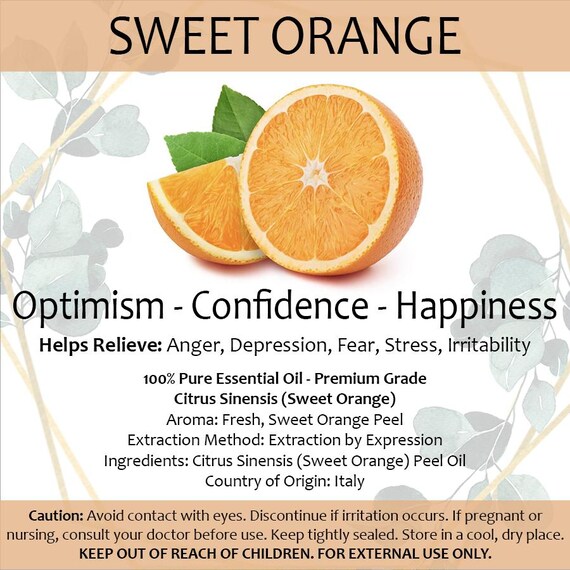 Sweet Orange Essential Oil • Small 2ml Portable Diffuser Oil Aromatherapy • Optimism • Confidence • Happiness