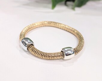 Vintage Light Gold Mesh Chain Bracelet - Mid Century Dainty Glam