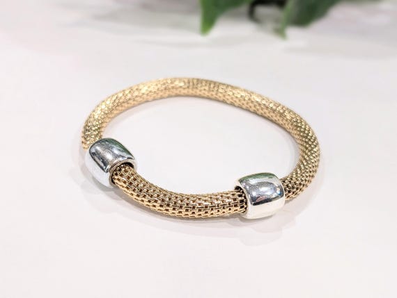 Vintage Light Gold Mesh Chain Bracelet - Mid Century Dainty Glam