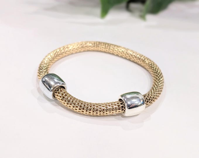 Vintage Light Gold Mesh Chain Bracelet - Mid Century Dainty Glam