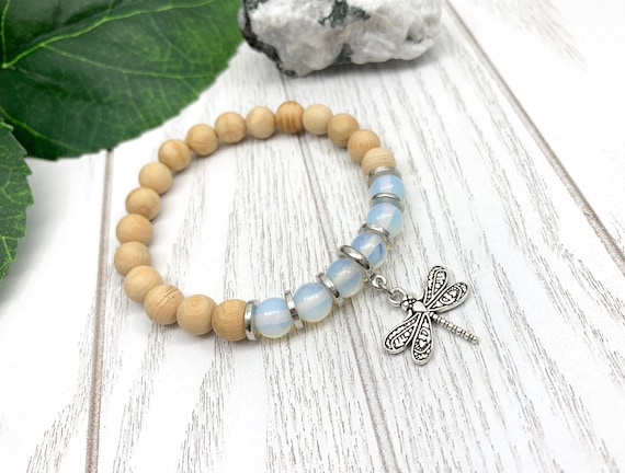 Moonstone Dragonfly Bracelet • Uplifting Grief and Loss Bracelet • Miscarriage Bracelet for Stress Relief and Relaxation • Moonstone Jewelry