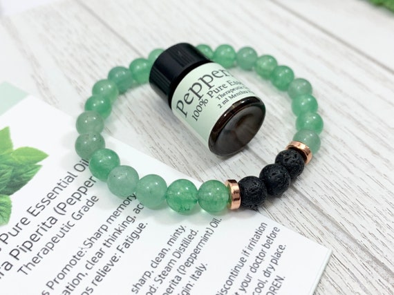 Green Aventurine Lava Diffuser Bracelet — Luck & Prosperity Jewelry