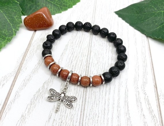 Goldstone Dragonfly Bracelet • Uplifting Grief and Loss Bracelet • Miscarriage Bracelet for Positivity and Courage • Goldstone Jewelry