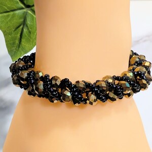 Elegant Black five magnetic and elastic sparkle Bracelet Set Elegant Black Solid Tungsten Link Bracelet with Magnet and 5  main image 2