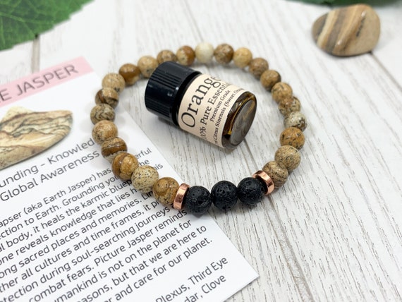 Picture Jasper Lava Diffuser Bracelet — 6mm Aromatherapy Jewelry