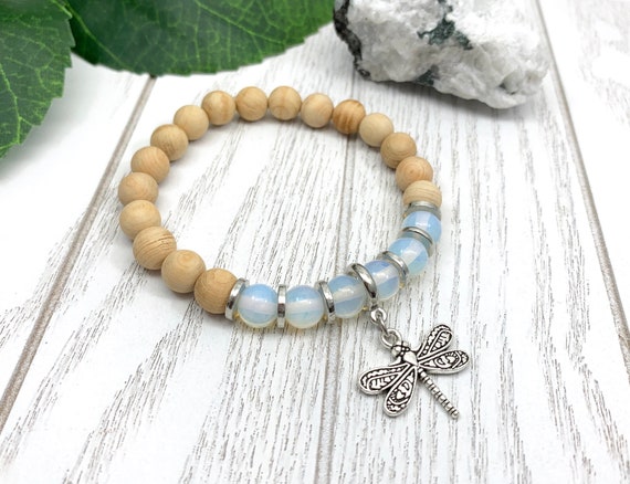 Moonstone Dragonfly Bracelet • Uplifting Grief and Loss Bracelet • Miscarriage Bracelet for Stress Relief and Relaxation • Moonstone Jewelry